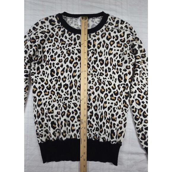 Madeleine Thompson Womens 100% Cashmere Sweater Crew Neck Animal Print Leopard S - Picture 3 of 10